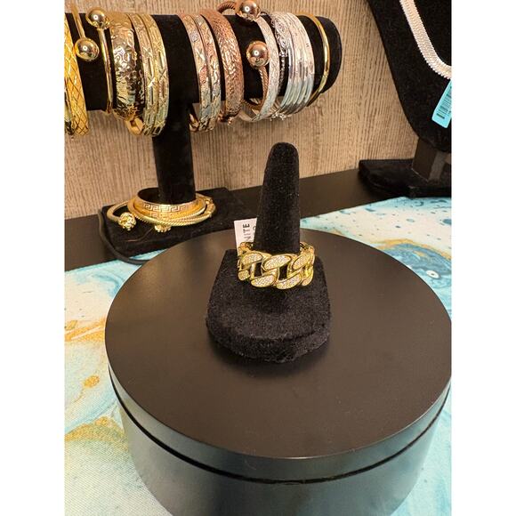 SZ. 12 Mens 3CTW Moissanite Gold/925 Silver Cuban Ring - Picture 6 of 7